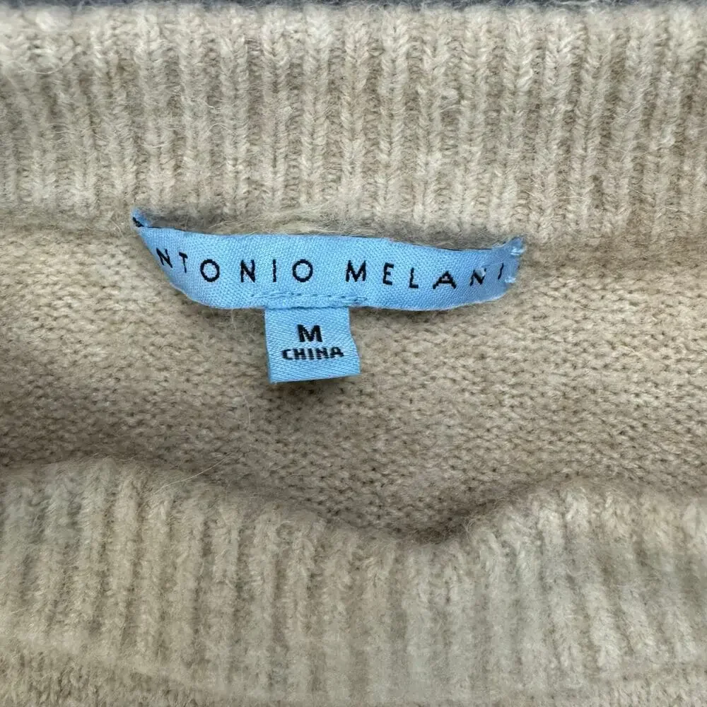 ANTONIO MELANI Wool Alpaca Blend Sweater Pullover‎ Mock Neck Beige Cottagecore M